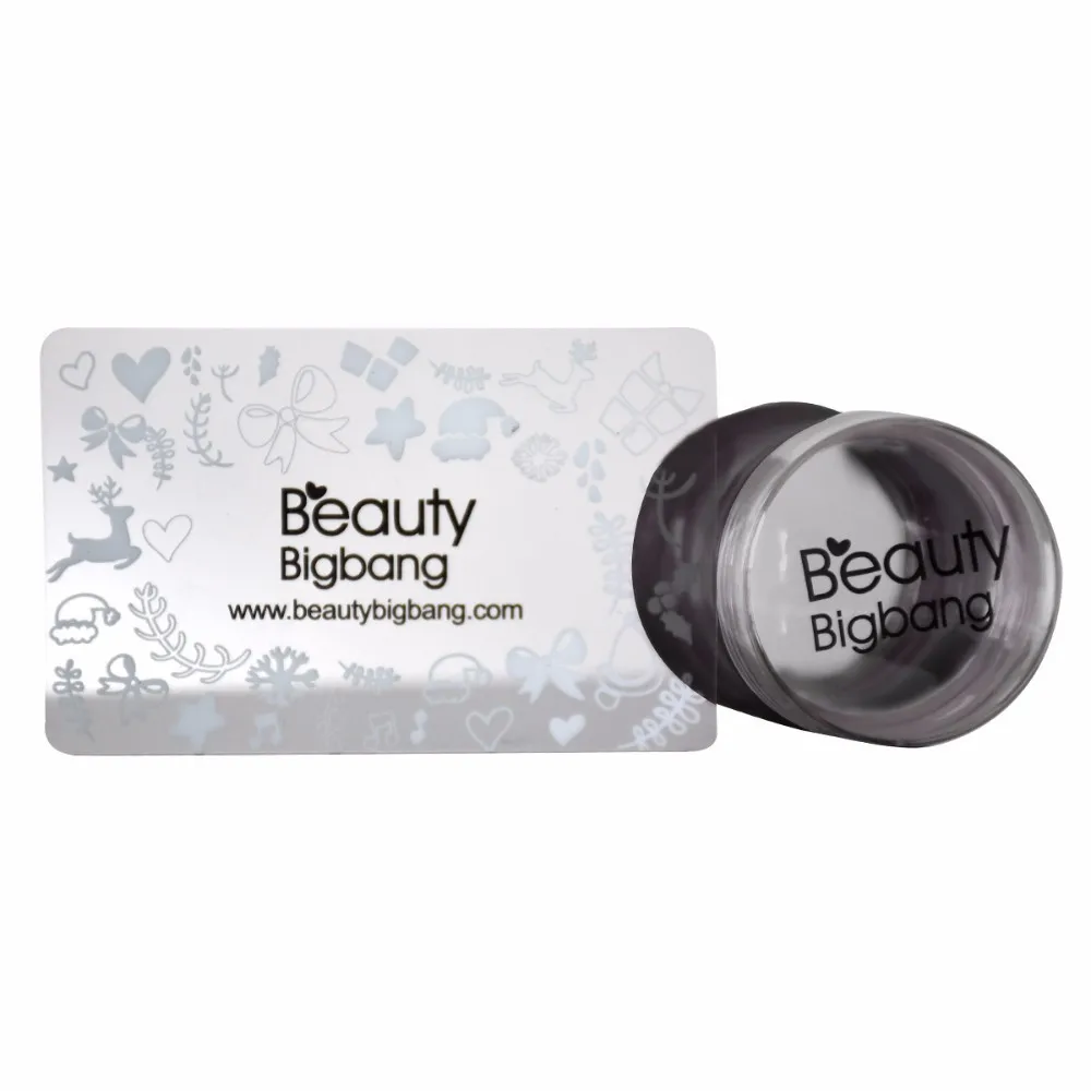 black BEAUTYBIGBANG пластиковая силиконовая головка штамповка и скребок прозрачный желе цветок ручка дизайн ногтей штамп прозрачный красочный набор - Цвет: black
