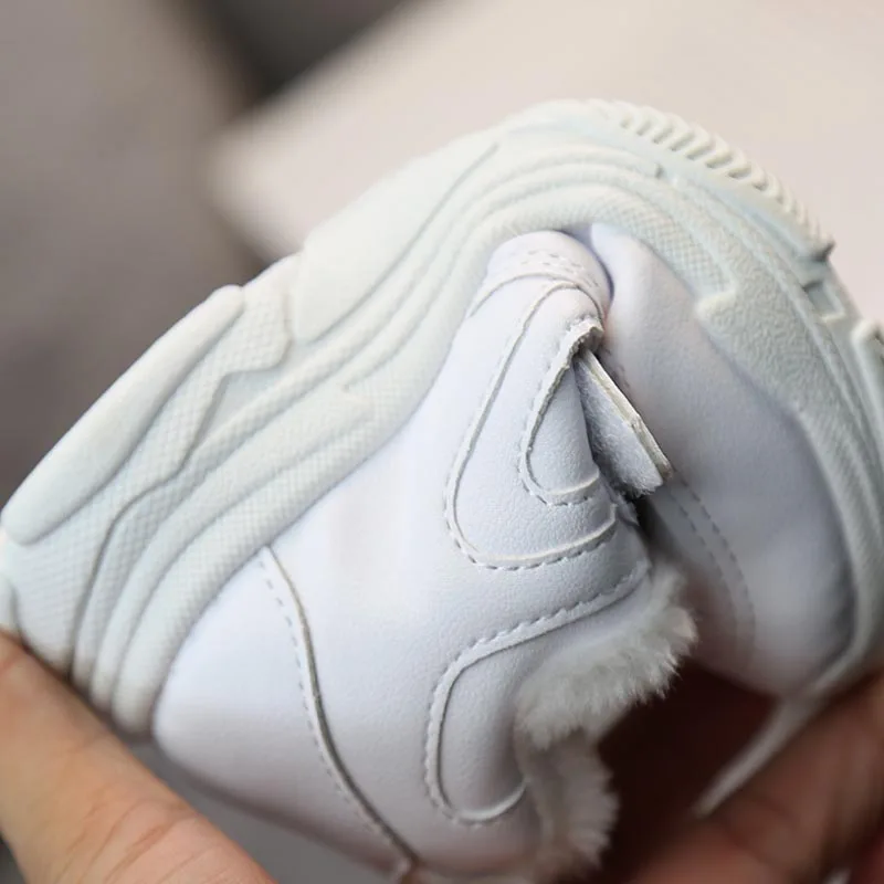 2019 Winter Children Soft Sport Sneakers for Girls Boys Kids Warm Antislip Velvet Plush Shoes Students Thick Flats | Детская одежда и