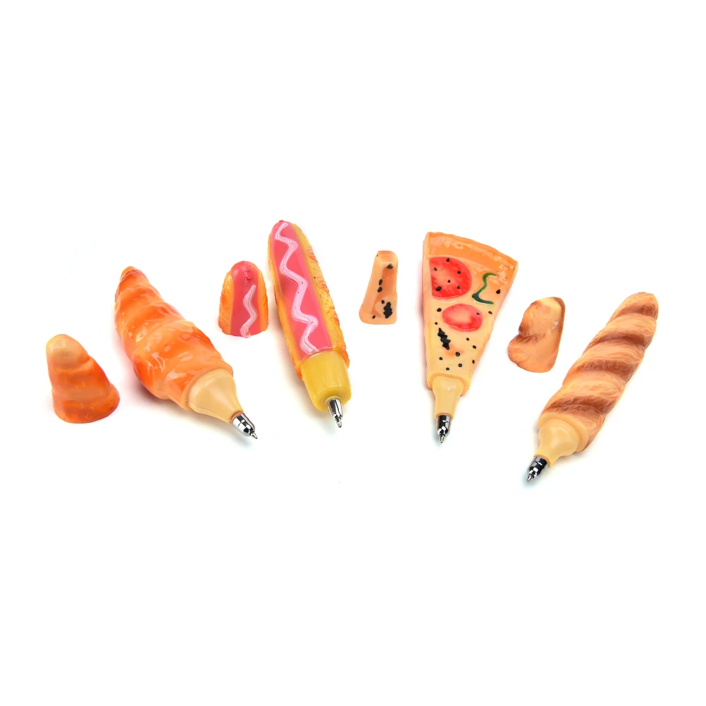 0.5mm Plastic Black Ink Funny Pizza Ball Pen Simulation Bread BallPoint 4 design for choose | Канцтовары для офиса и дома