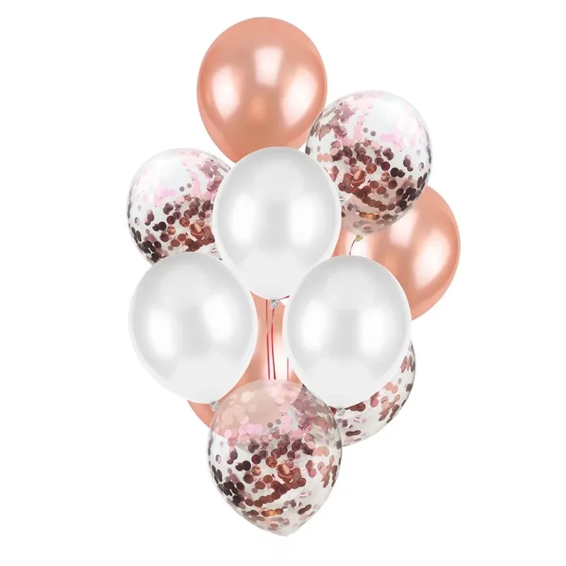 10pcs Rose Gold Balloon Foil Confetti Champagne Wedding Party Decor Latex Ballon Anniversaire Happy Birthday BabyShower Baloes | Дом и сад
