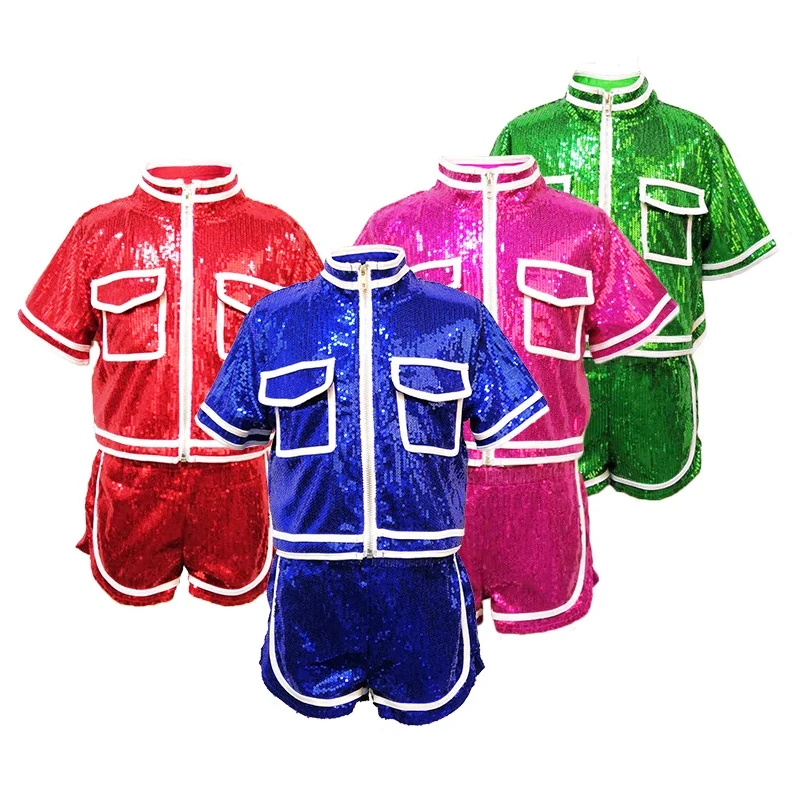 2018 новый модный джазовый танцевальный костюм в стиле хип-хоп для девочек одежда
