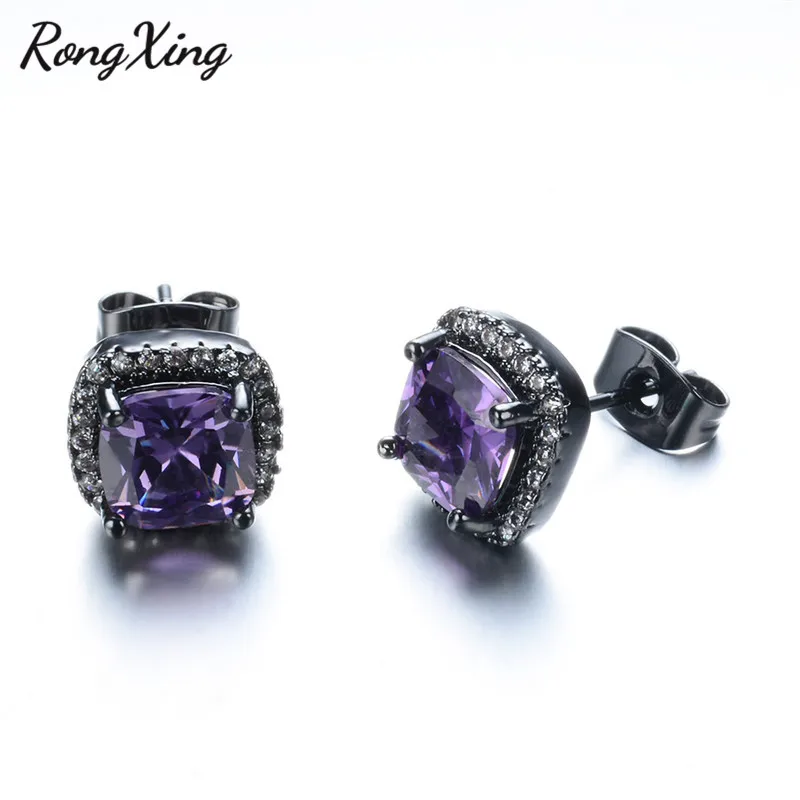 RongXing Женские Модные фиолетовые/зеленые/синие/розовые/белые циркониевые серьги
