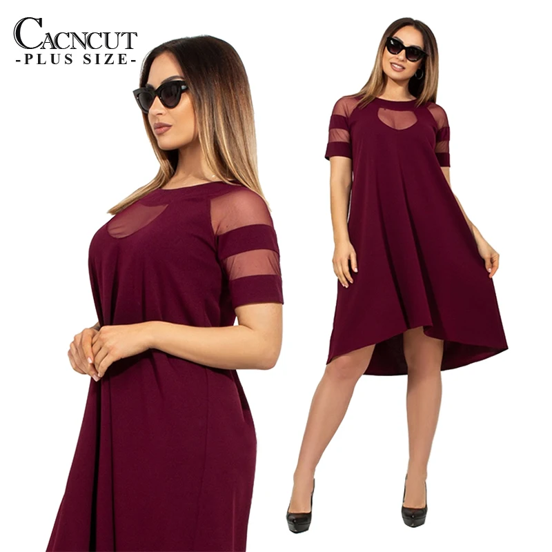 CACNCUT 5XL 6XL, женское летнее Повседневное платье размера плюс, свободное сексуальное Сетчатое платье большого размера, элегантные вечерние платья, одежда