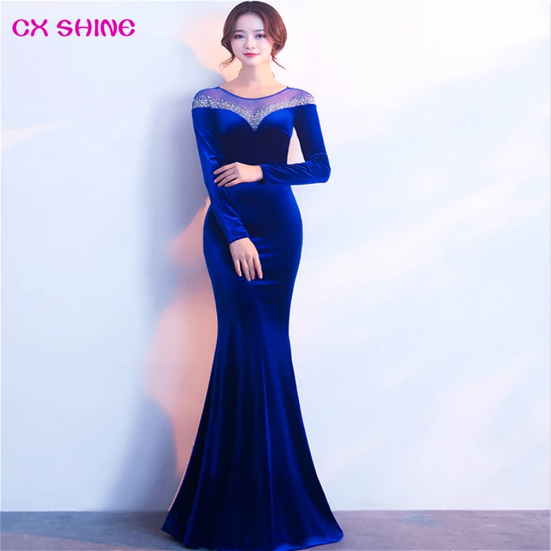 CX SHINE Длинные вечерние платья с блестками длинным рукавом Кружевное зеленое