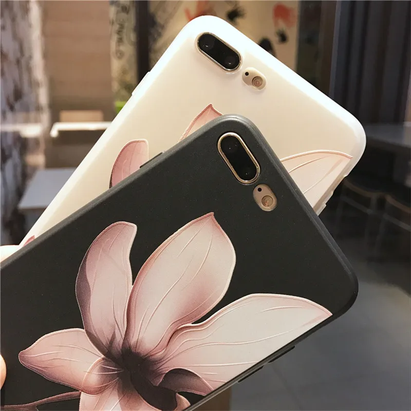 Чехол из ТПУ для iPhone 7 чехлы с матовыми рельефными цветами XR XS Max 6S 6 8 Plus SE мягкие