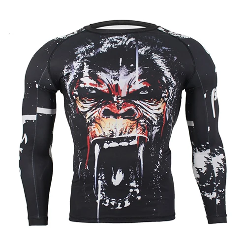 Style A MMA подвеска боксерская перчатка Рашгард Футболка с принтом обезьяны черепа кикбоксинг длинные Легинсы Брюки Muay Thai BJJ Jiu Jitsu Fightwear - Цвет: Style A
