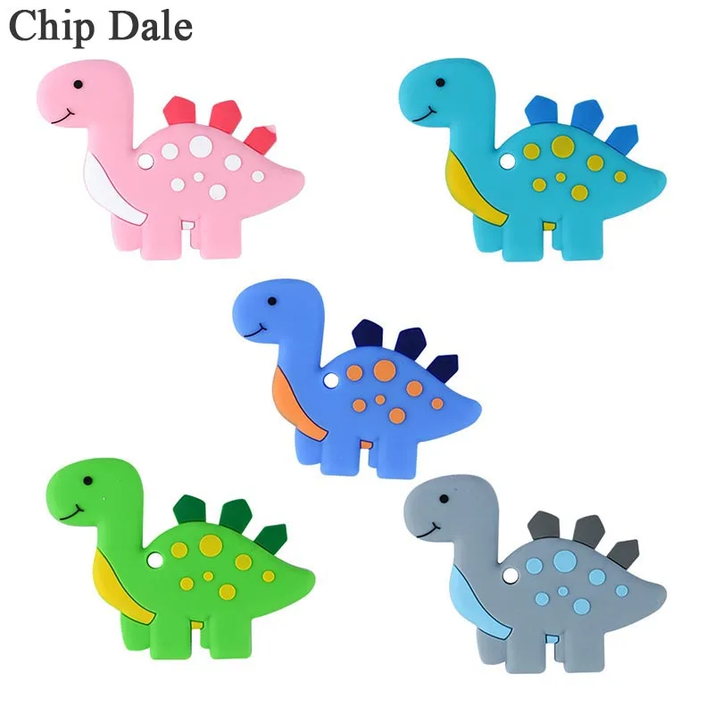 

Chip Dale 1Pc Dinosaur Baby Teethers Silicone Chew Toys Baby Teething Nursing Pendant Necklace Accessory BPA Free