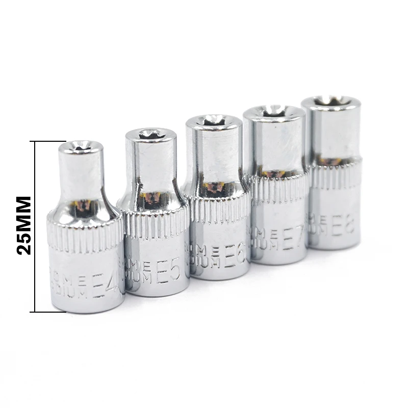 5 шт. Torx Star Socket Bit Female E Set 1/4 дюйма (6 35 мм) E4 E5 E6 E7 E8 набор ручных инструментов для