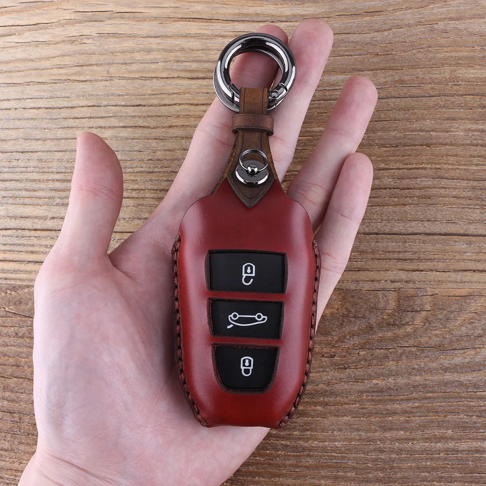 Dandkey из натуральной кожи 3 автомобильный ключ с кнопкой крышка Fob для peugeot 508 чехол