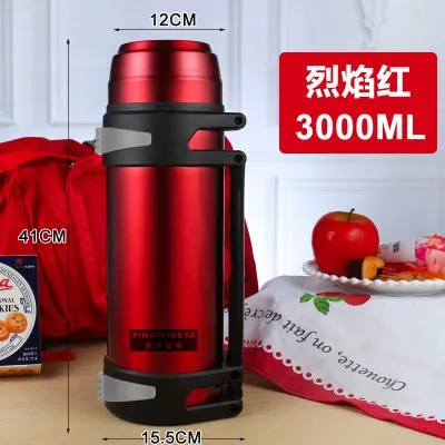 S 3000ml Горячо! Термос с изоляцией из нержавеющей стали, 1л/2л/3Л, Термокружка для путешествий, кофейные кружки, термовакуумная бутылка для воды, Термокружка - Цвет: S 3000ml