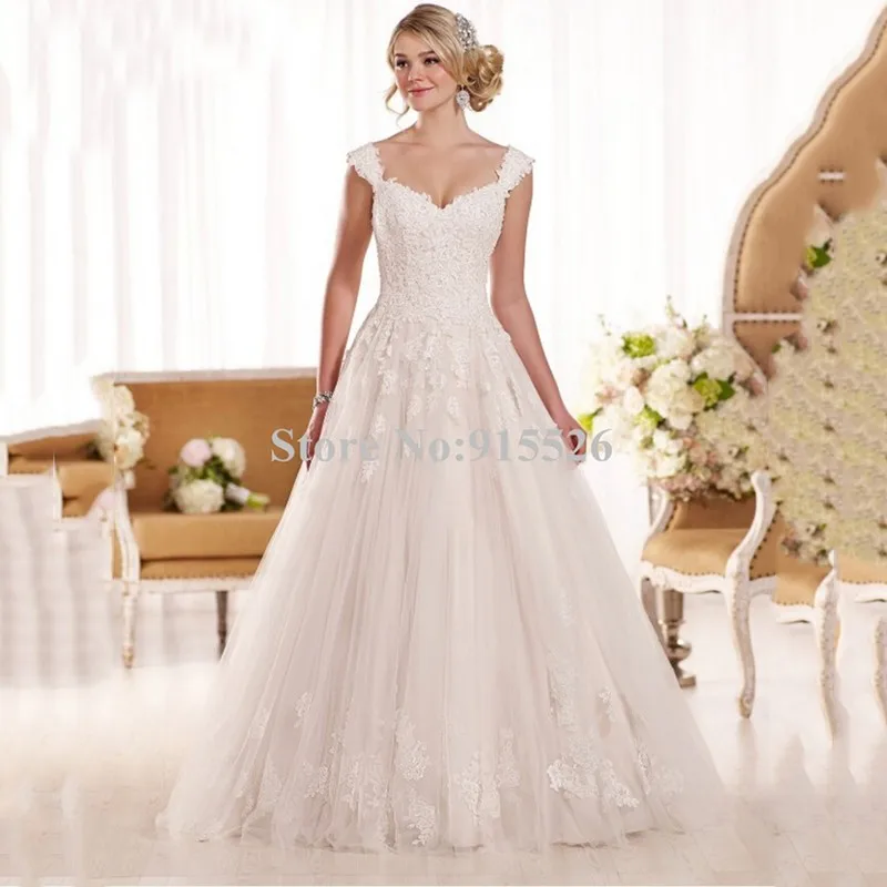 Tulle Wedding Gowns Appliques Lace Sweetheart Cape Sleeves Court Train Ball Gown Dresses With Zipper Closure | Свадьбы и торжества
