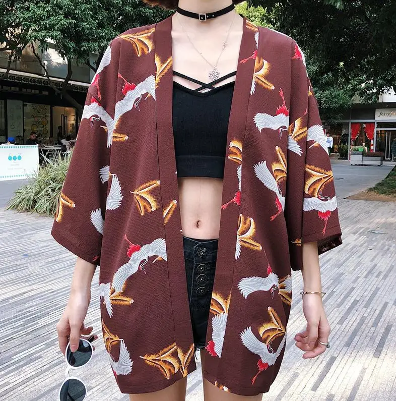 Style 8 Традиционное японское кимоно yukata женское японское короткое платье свободная одежда kimomo японский кардиган кимоно Японские Женские haori - Color: Style 8