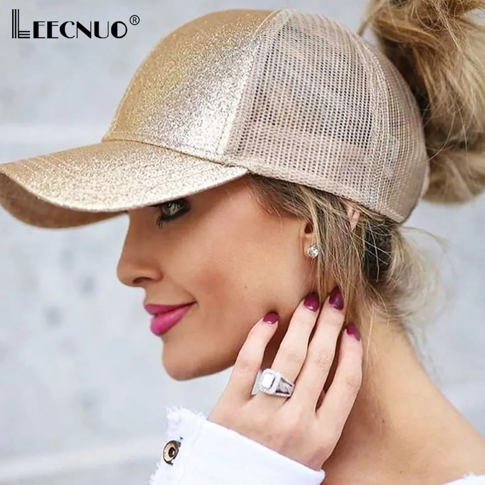 Leecnuo/женские бейсболки с хвостиком летние сетчатые Snapback Повседневная Спортивная