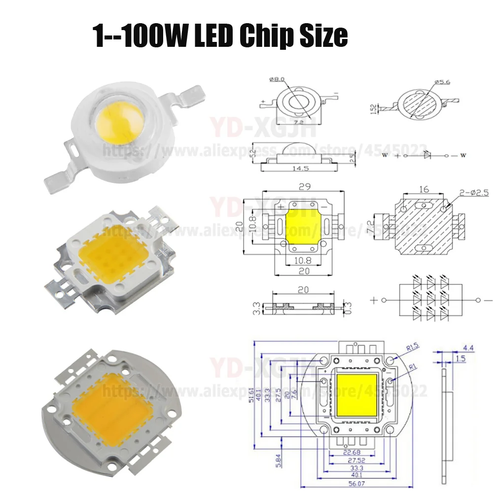 Горячая Высокая мощность светодиодный чип 1 Вт 3 5 10 20 30 50 100 300мА Epistar SMD COB свет шарик