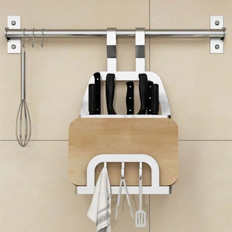 Knife Rack no bar Кухонный стеллаж из нержавеющей стали DIY SUS 304 настенная кухонная полка из нержавеющей стали, кухонный держатель Органайзер - Цвет: Knife Rack no bar