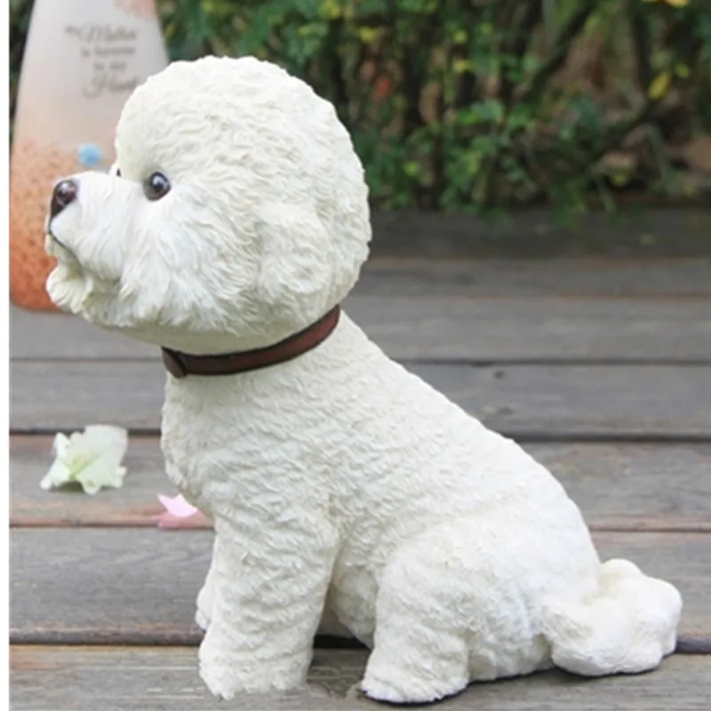 Имитация животного милый щенок статуя Bichon Frise креативный домашний Декор Фигурка Коллекционная модель игрушки 10-15 см D3