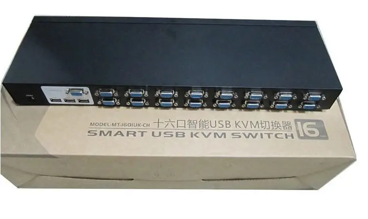 16 портов Смарт USB 2 0 KVM переключатель металла включает кабели кнопки или пульт