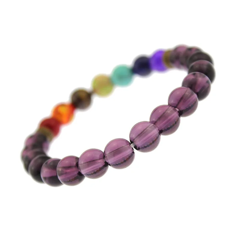 Новое поступление красочные лавы матовые фиолетовые каменные бусины 7 Чакра