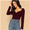 SHEIN Приталенный Топ На Молнии С Оригинальным Рукавом Сексуальные Женские Осенние Блузки
