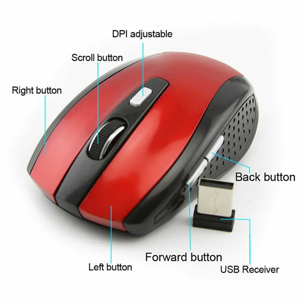 Беспроводная оптическая игровая мышь, портативная 2,4 ГГц мышь с USB Nano Dongle, офисные геймерские компьютерные настольные Мыши для ПК и ноутбука