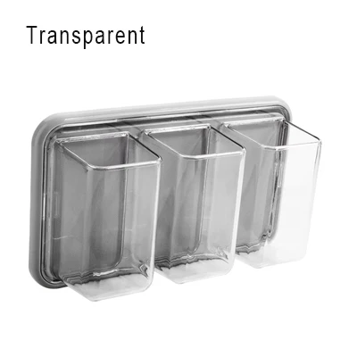 Transparent Настенный ящик для хранения в ванной, кухонная полка для хранения туалетно-косметических принадлежностей, кухонные инструменты для зубной щетки, зубной пасты, настенный стеллаж для хранения-66787 - Цвет: Transparent