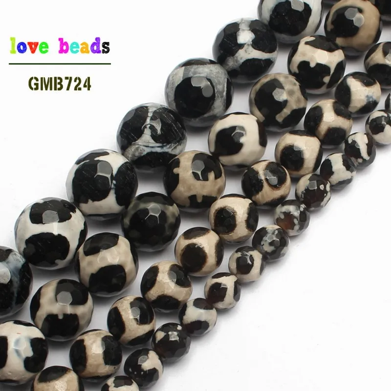 

Faceted Black Tibetan Mystical Old Onyx Spherical 15.5 inches Natural stone Beads For Jewelry Making Pick Size 6 8 10 12mm