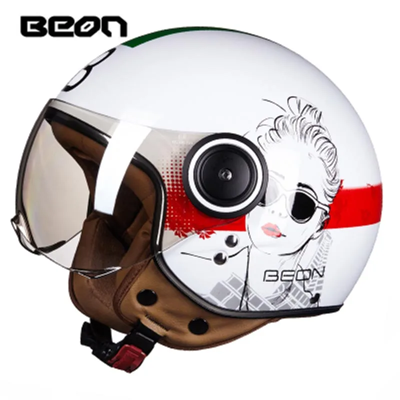 Новые цвета BEON с открытым лицом 3/4 мотоциклетный шлем Casco Capacete реактивный Ретро