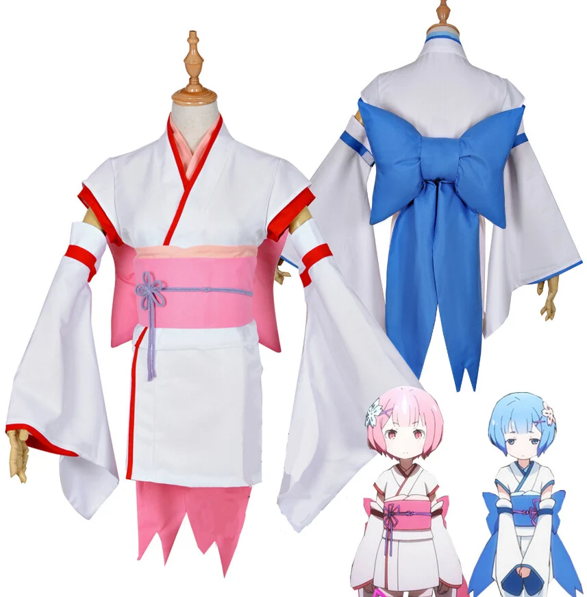 Re: Zero kara Hajimeru Isekai Seikatsu Ram Rem детское кимоно Аниме для маскарада женское платье|anime