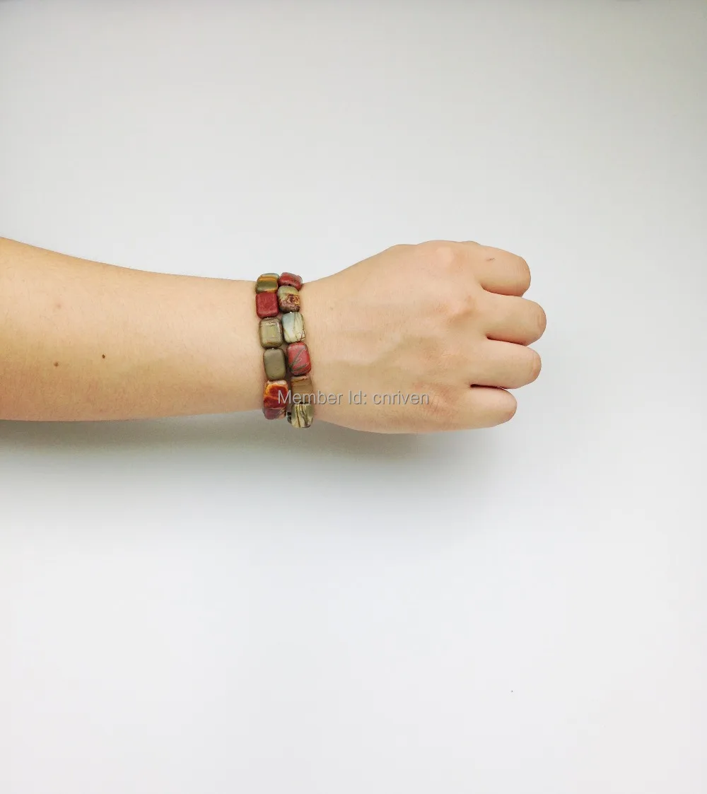 ST0037 натуральный квадратный камень Пикассо браслет из бисера Камень эластичный