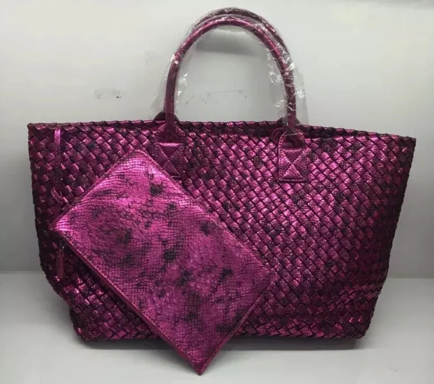 rose purple Модные женские сумки-тоут из кожи змеи, сумочки из искусственной кожи, большие сумки на плечо для леди с небольшим мешком - Цвет: rose purple
