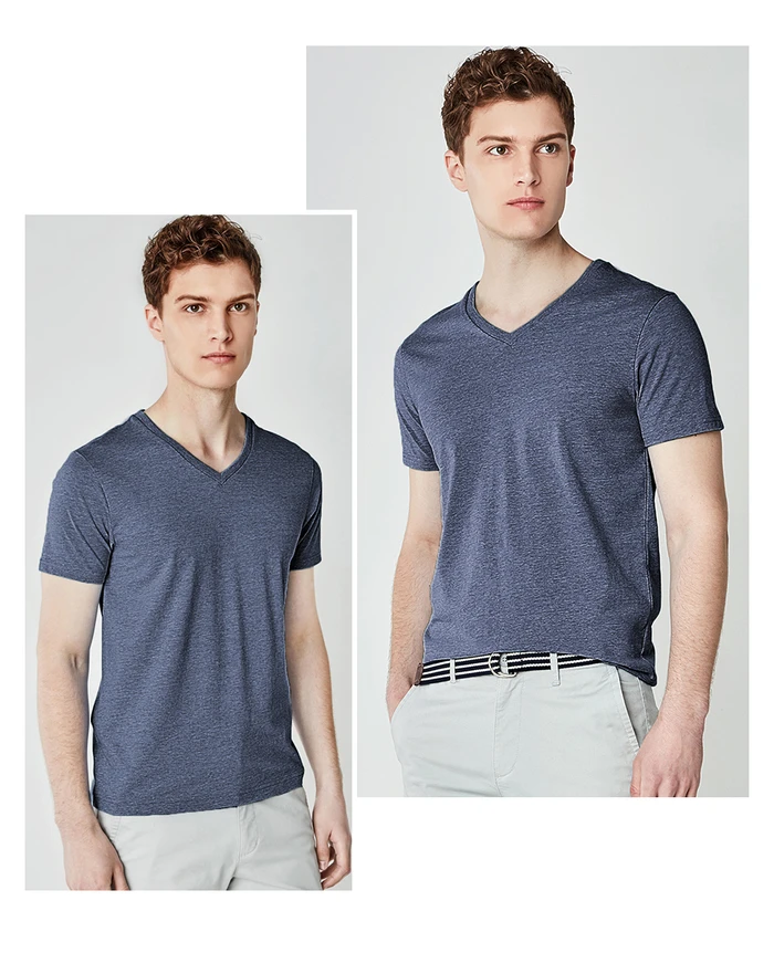 Giordano футболка сплошного цвета с V-образным вырезом slim fit с короткими рукавами,выполнена в нескольких цветах и имеет широкий размерный ряд