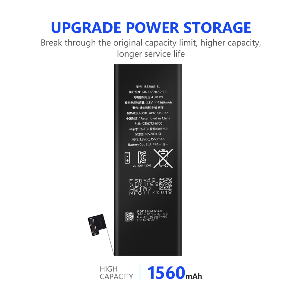 YCDC литиевая Высококачественная реальная емкость 3 8 V 1560mAh батарея для iPhone 5S 5C iPhone5S