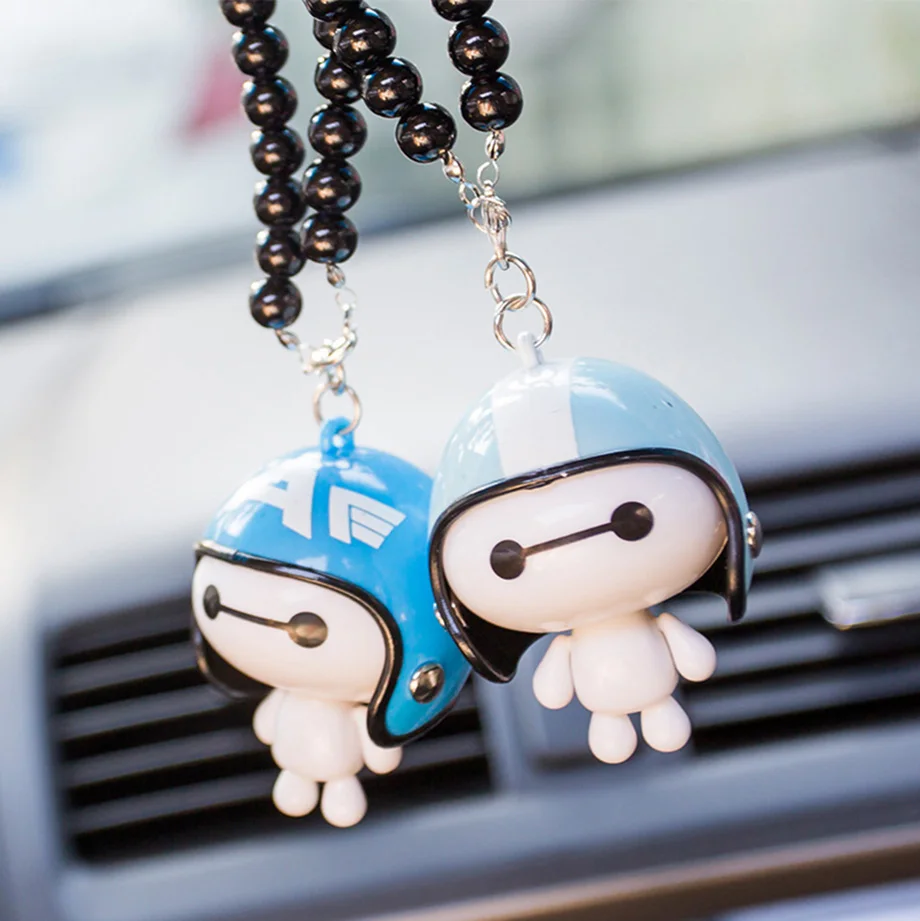 Автомобиль кулон милый шлем робот Baymax куклы висячие украшения автомобили Зеркало заднего вида подвеска украшения аксессуары Подарки