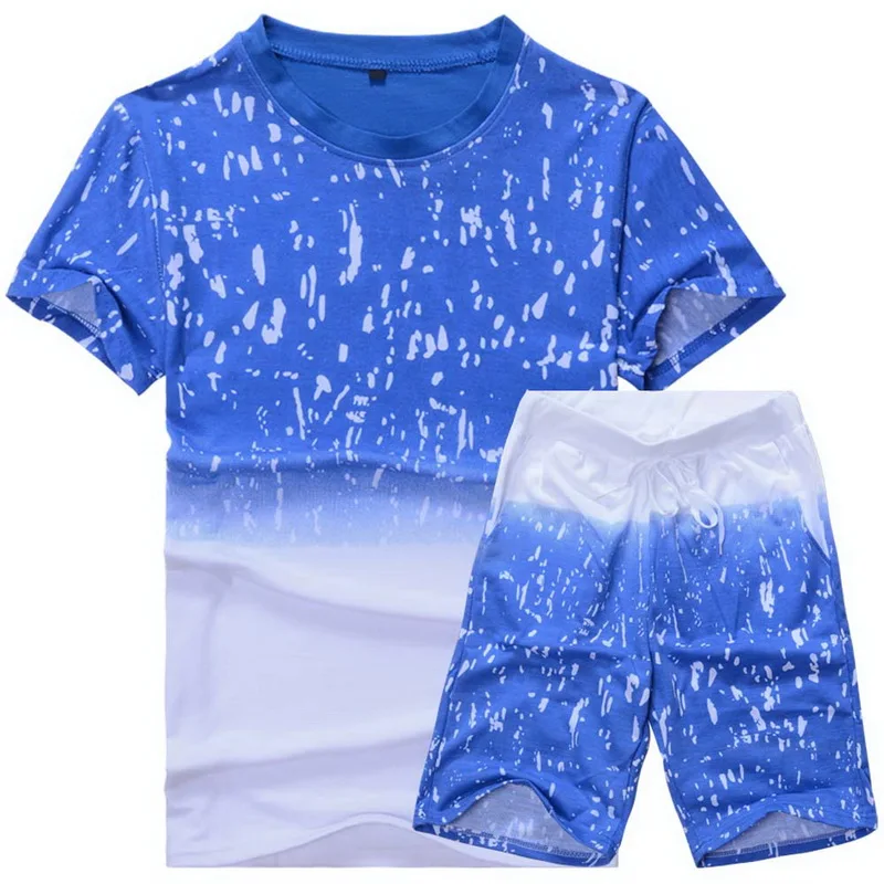 LASPERAL летний мужской комплект повседневный спортивный костюм с коротким рукавом