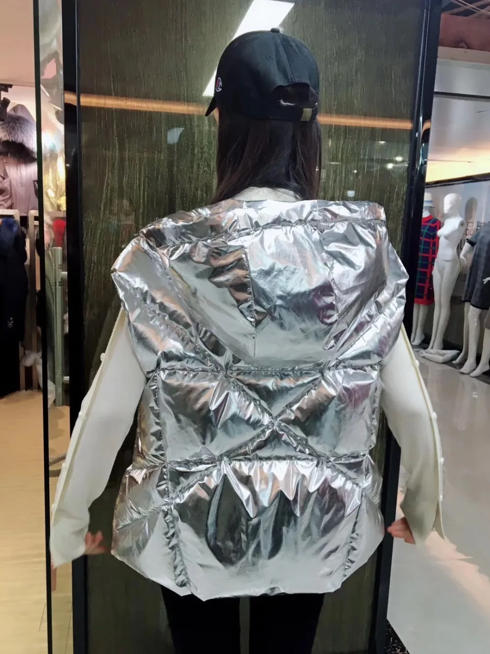 2018 MeiFNG sliver highstreet design winter short puffer vest with hoodies windproof down | Женская одежда