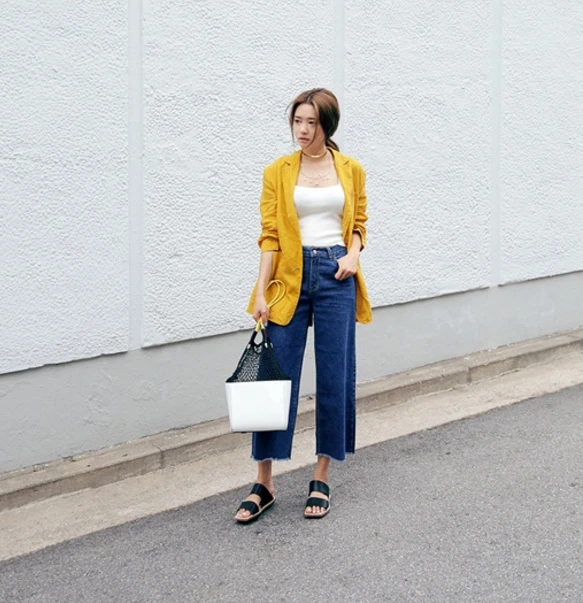 

2017 Winter Autumn Women Denim Wide leg pants chic jeans Korean style