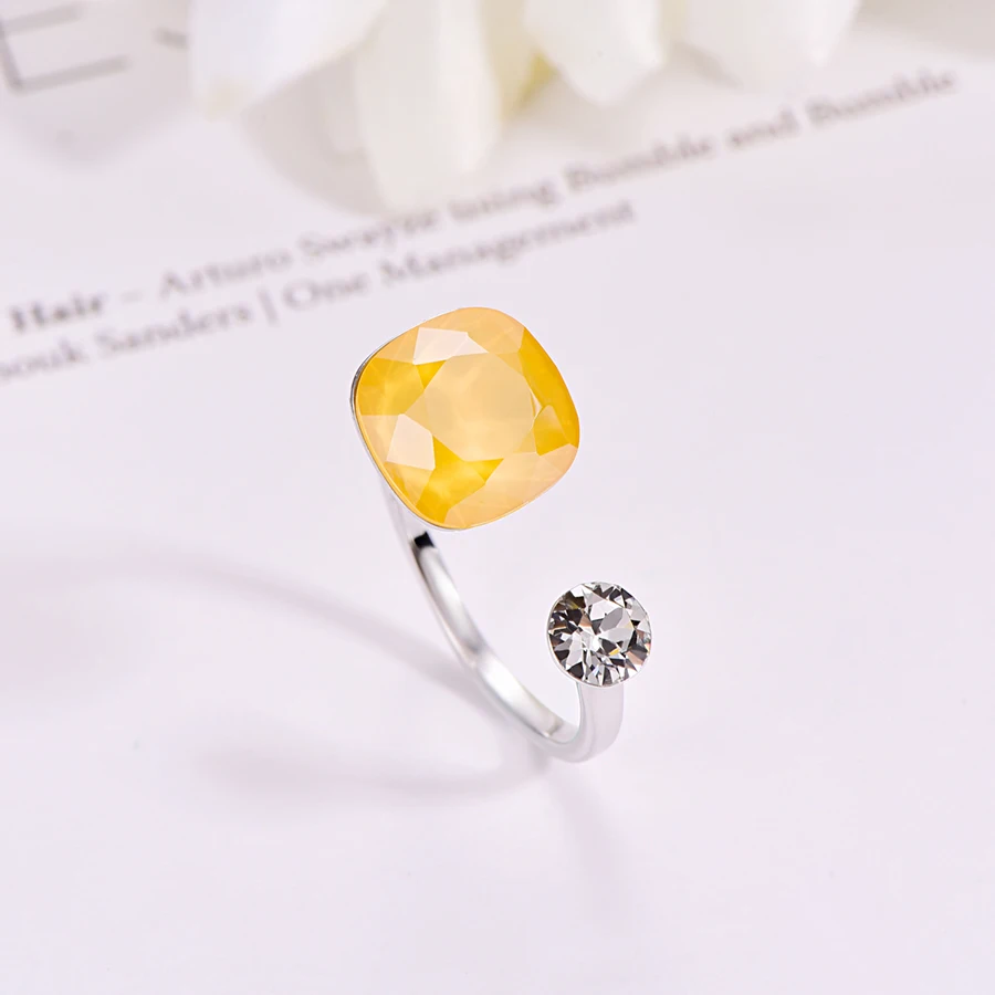 Новые цветные открытые кольца с кристаллами SWAROVSKI для женщин, модное элегантное кольцо для свадебной вечеринки, ювелирные аксессуары, подарок для мамы и девочки