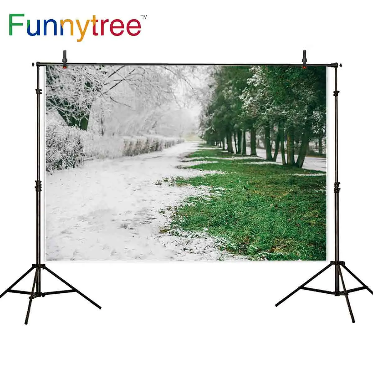 

Фон Funnytree для фотосъемки ранней весны с изображением таяющей травы и деревьев