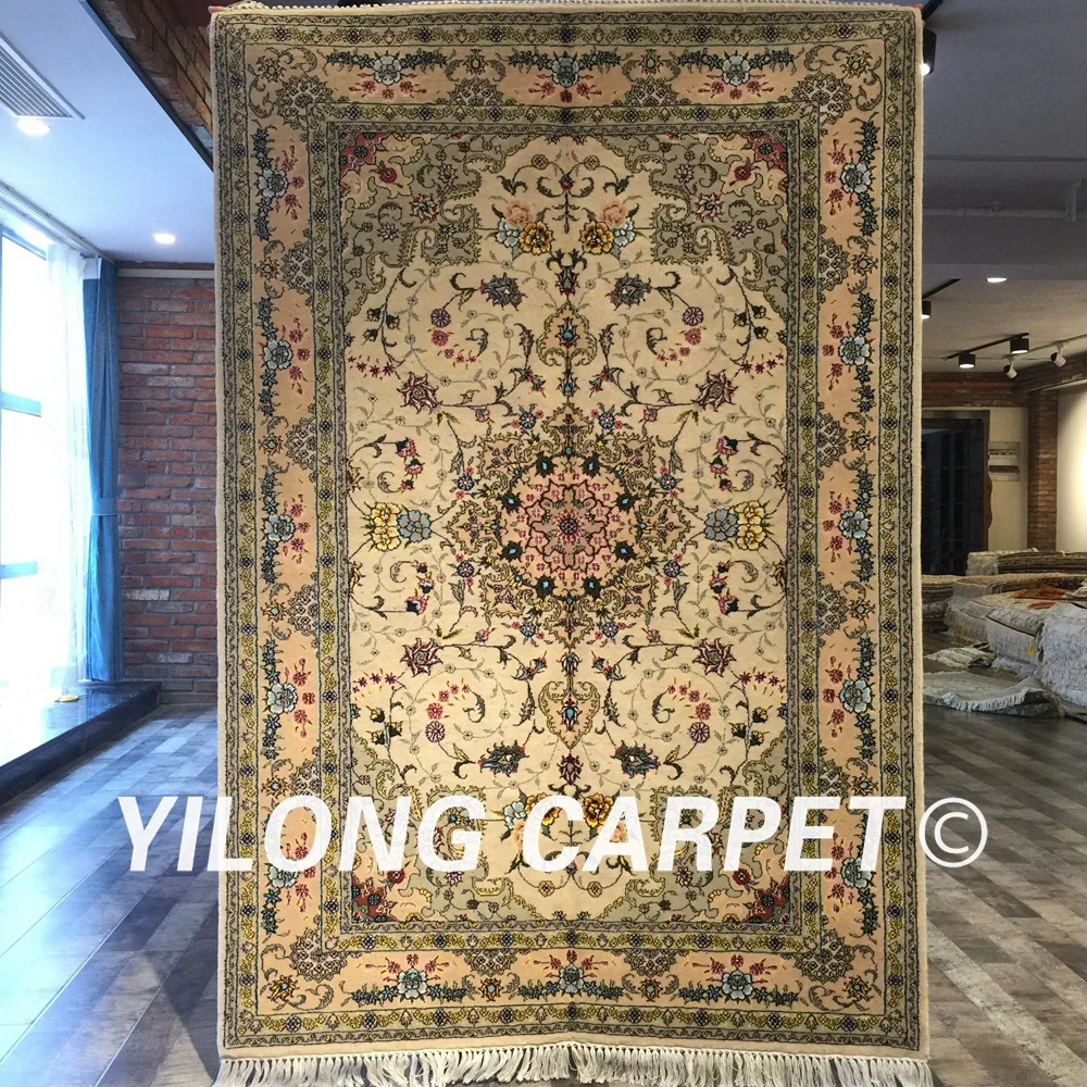Yilong 4 'x 6' китайские красивые цветы ручной работы с узлом Украшение шерстяной