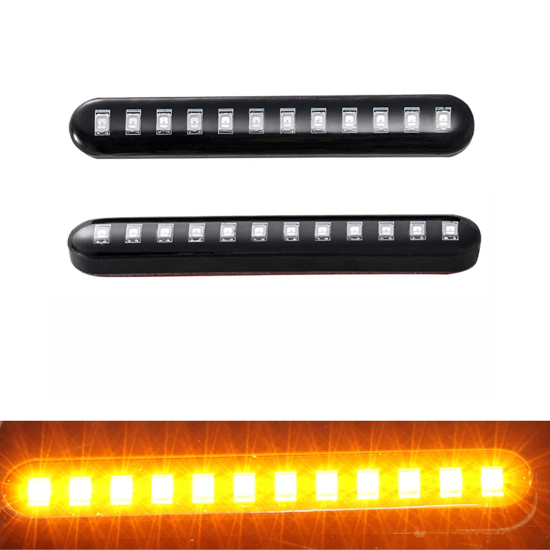 

1 Pair Waterproof Motobike Trailer Truck Running Light Stop Turn Signal Lamp Yellow Sequential Flowing