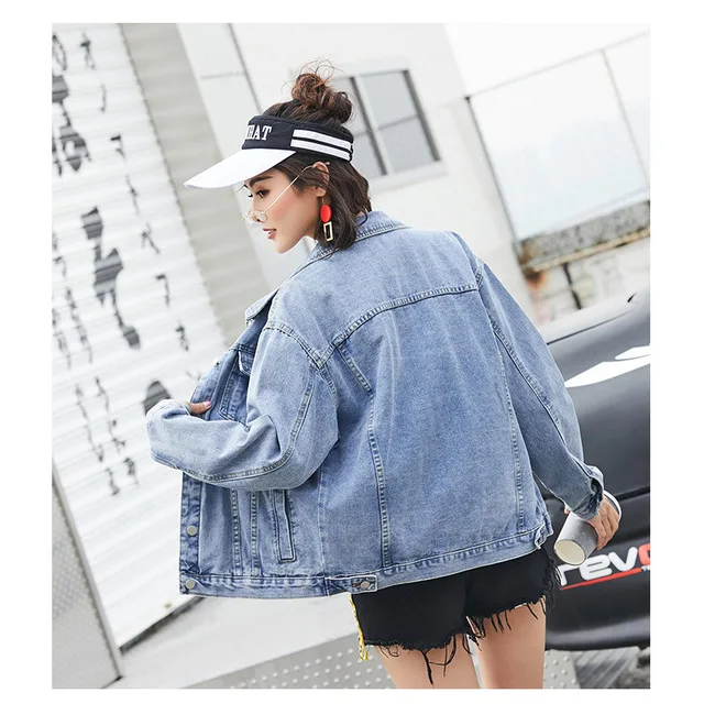 

Rlyaeiz High Quality Denim Jacket Women 2019 Spring Autumn Casual Long Sleeve Single Breasted Washing Vintage Jeans Jacket Women