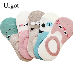 Urgot 5 пар, женские дизайнерские Носки с рисунком животных, летние дышащие повседневные женские забавные носки