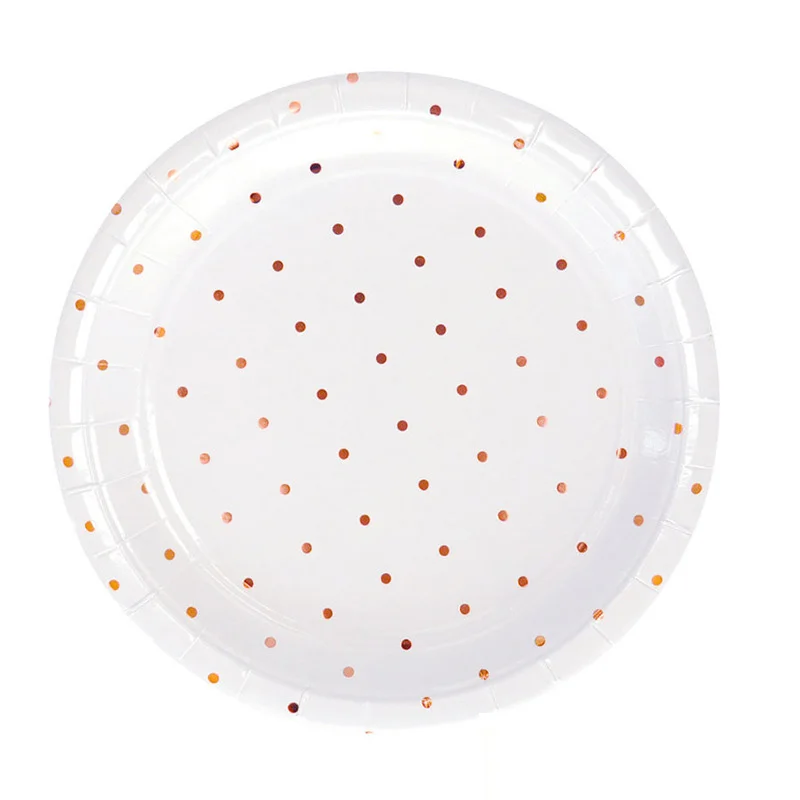 7inch dot 8pcs 8 шт серия розово-золотого цвета Позолоченные бумажные соломинки/чашки/тарелки/одноразовые столовые приборы вечерние принадлежности для свадьбы/дня рождения/украшения для вечеринки у бассейна - Цвет: 7inch dot 8pcs