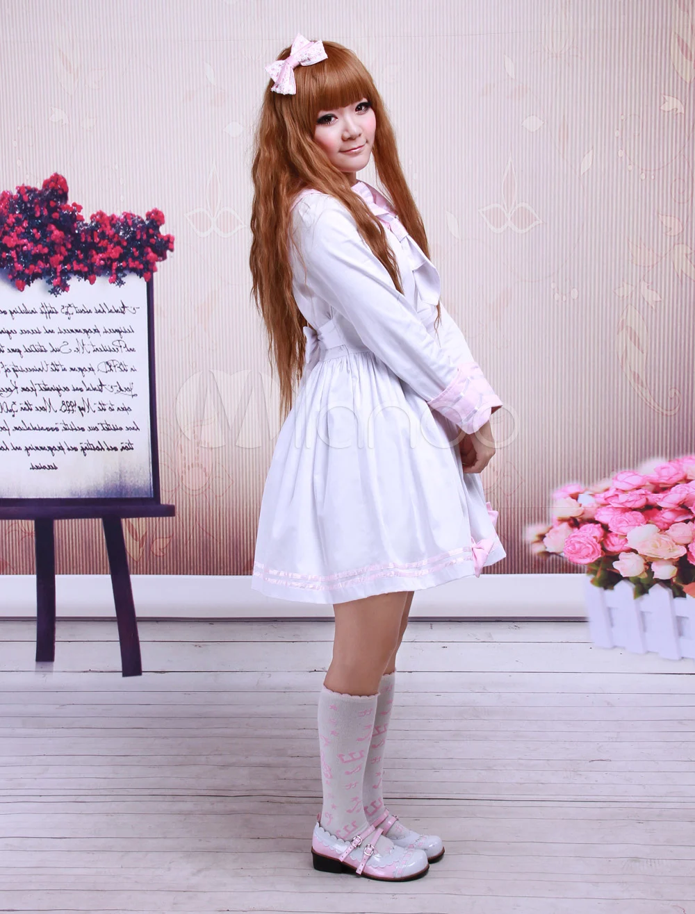 

Cotton Pink And White Sailor Bow Cotton School Lolita Dress