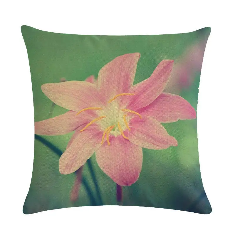 Современный стиль кантри розовый цветок тюльпан хлопковая наволочка для подушки