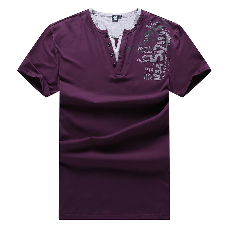 Футболка мужская приталенная с V образным вырезом брендовая тенниска из чистого