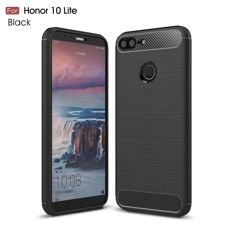 Для Huawei Honor 10 Lite Силиконовые Мягкие ТПУ Матовые чехлы из углеродного волокна для