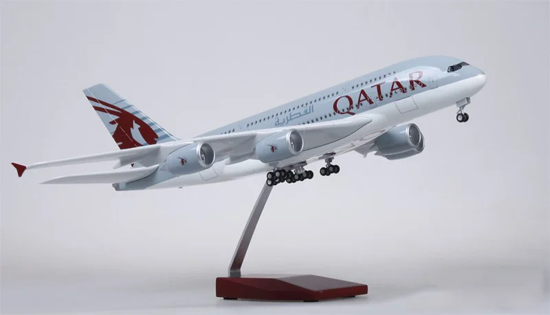 1/160 масштаб 45,5 см отлитая модель самолета Катара модель авиа Airbus A380 со светом и колесом Смола самолет коллекция детские подарки