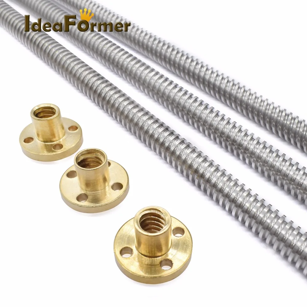 

Trapezoidal spindle screw Dia 8mm Thread Lead 4mm T8*4 Length 200 250 300 350 400 500 600 mm lead screw with Brass copper Nut