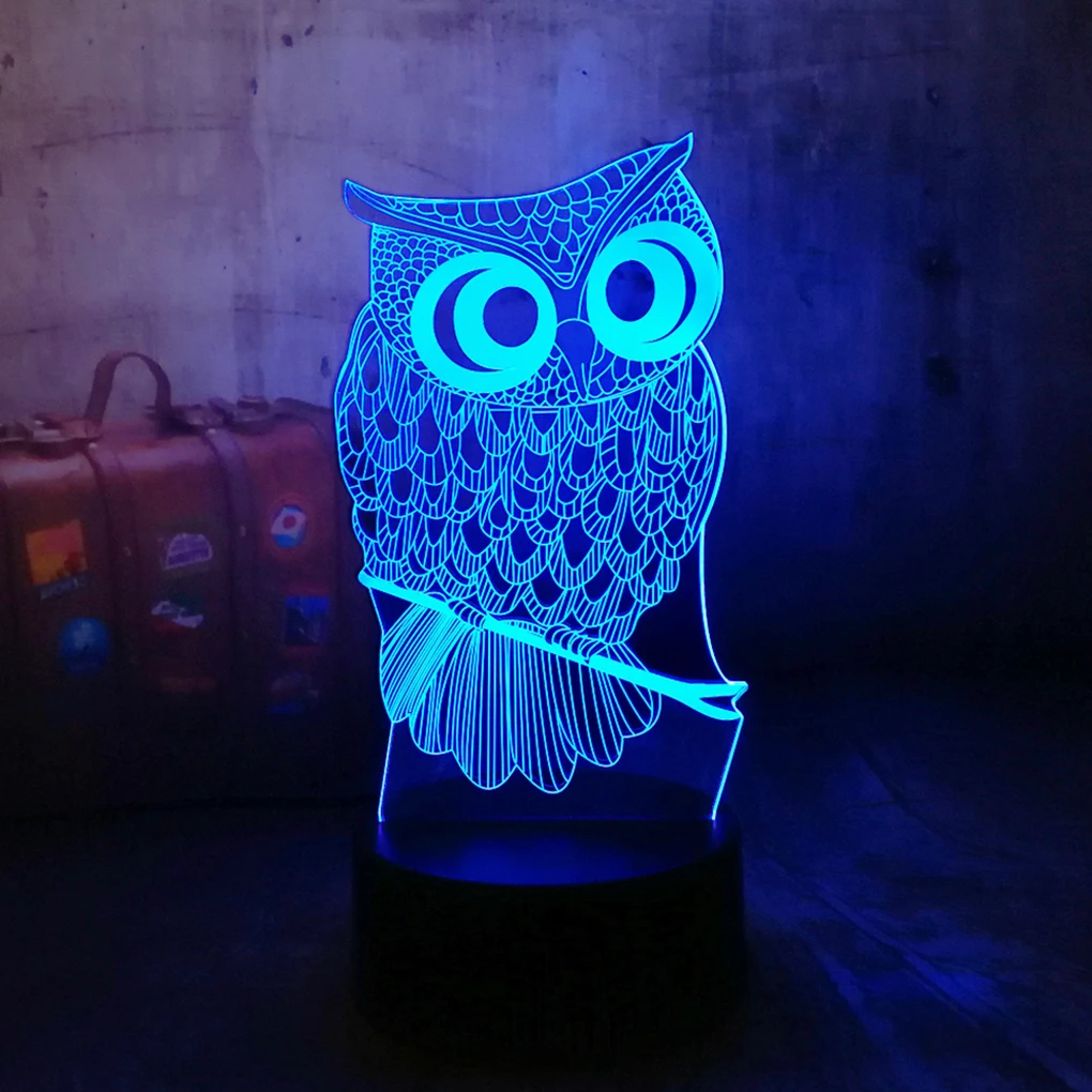 Светодиодный светильник для визуализации в форме 3D мультяшных животных, ночник, 3/7 изменение цвета, вечерние лампы для спальни